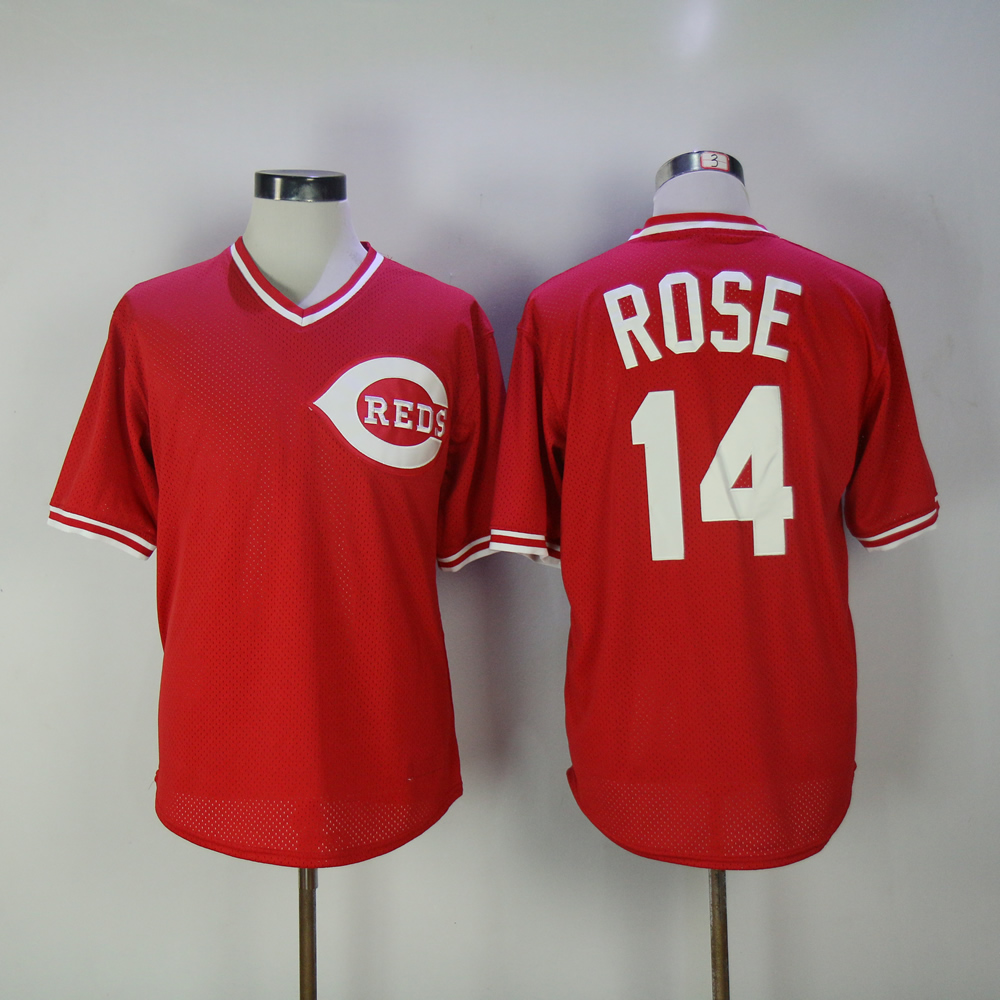 Men MLB Cincinnati Reds #14 Rose red throwback jerseys